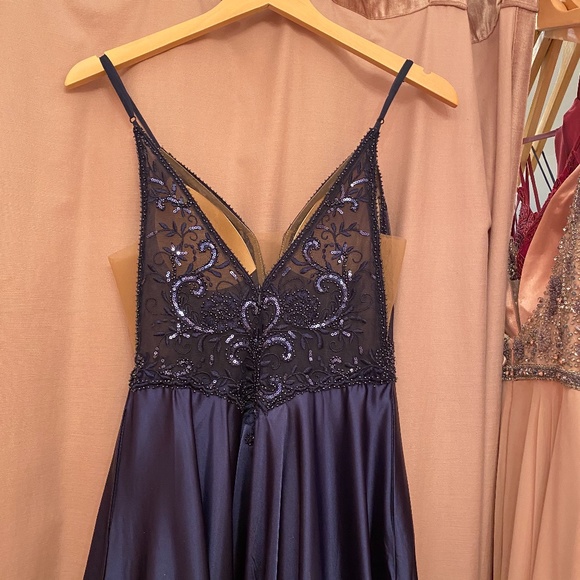 Faviana Sheer Blue Prom Dress - Picture 11 of 14